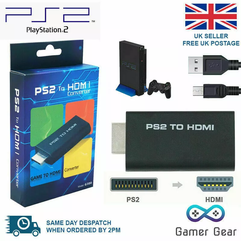 PS2 to HDMI Converter Adapter Video Audio Playstation 2 with USB