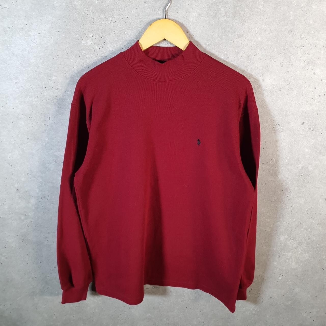 Polo Ralph Lauren vintage collo tartaruga felpa uomo XL rosso cotone pullover pony