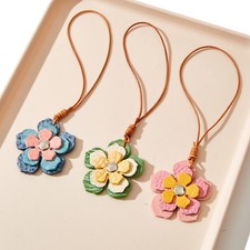Elegant Leather Flower Bag Charm - Perfect Gift for Handbag  Keychain Lovers