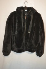 ZARA Womens fluffy black hooded jacket Size Small