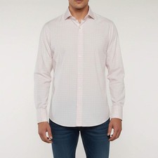 Tom Ford WhitePink Checked Print Cotton Butto...