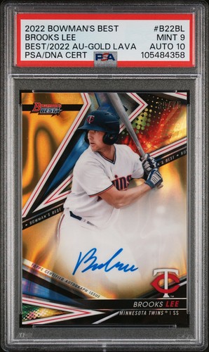 2022 Bowman's Best Brooks Lee Gold Lava Refractor Auto /75 PSA 9