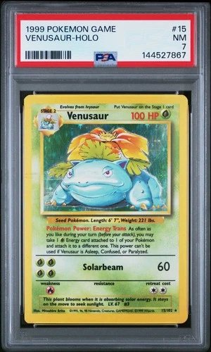 1999 POKEMON BASE SET UNLIMITED #15 VENUSAUR-HOLO PSA 7