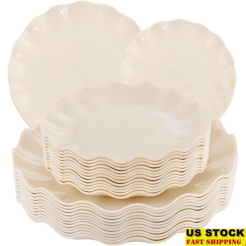 Heavy-Duty Plastic Plates Set Microwave Dishwasher Safe Dinner Dessert Party Use
Opens in a new wind