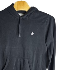 Original Penguin Mens Black Hoodie Chest Logo Pocket Pullover Casual Size XL