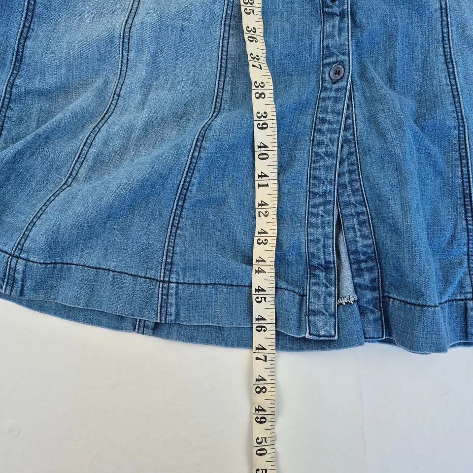 Vestido LAURA ASHLEY 18 Azul Para Mujer Midi Denim 100% Algodón Botón Informal Foto 3 de 4