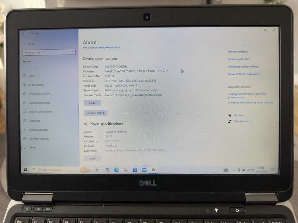 DELL Latitude E7240 12" Core i7 vpro 8GB RAM 128GB SSD Win 10 - spare or repair - Image 2 of 4