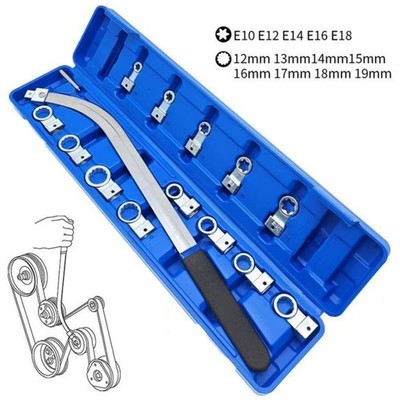 15pcs Car Auxiliary Belt Tensioner Pulley Wrench Set 12-19mm Screw Removal Tool