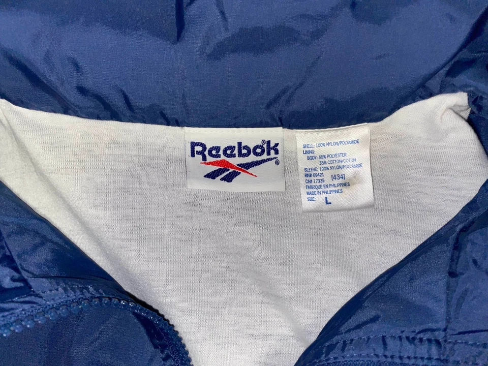 Chaqueta cortavientos vintage Reebok para hombre mediana verde blanca de nailon (sku 0034) Foto 3 de 3