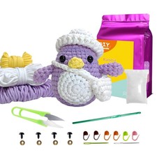 Beginner Crochet Kit Penguin Amigurumi Starter Set with Step-by-Step Video Gift