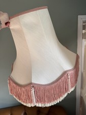 Large Traditional Vintage Cream Lampshade with double Fringing and tassels