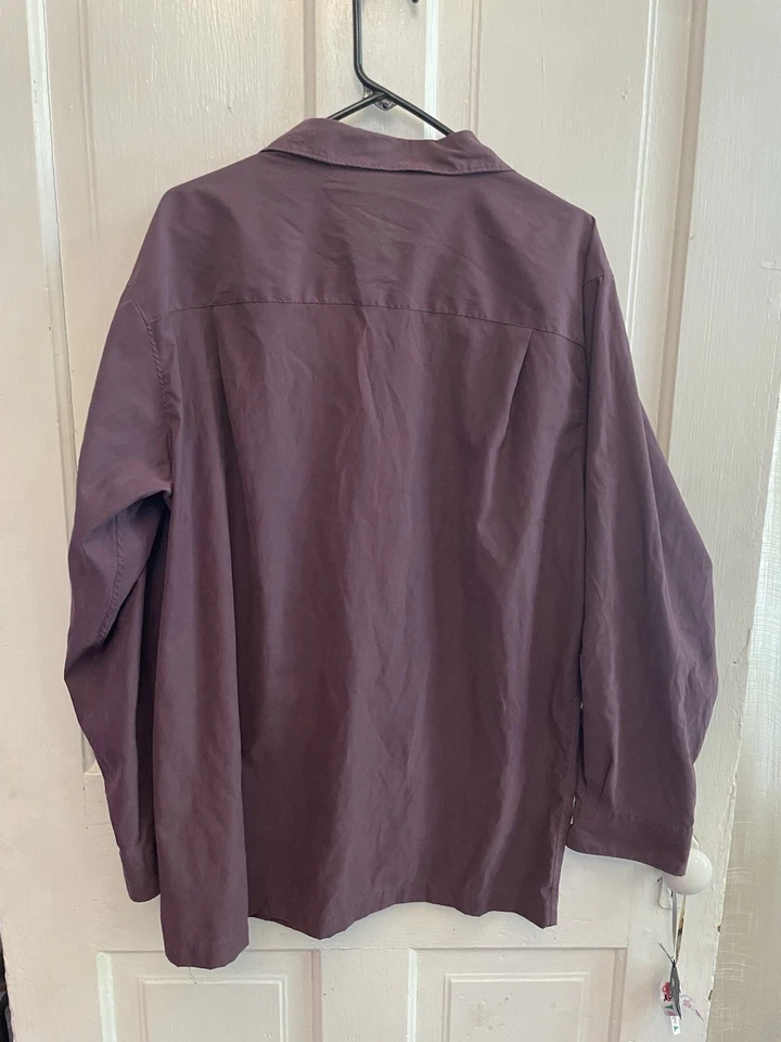 Camisa Brandini abotonada púrpura manga larga tacto suave para hombre talla grande” Foto 3 de 3