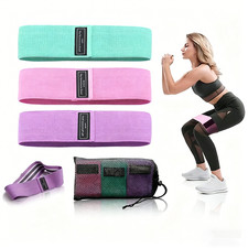 Set of 3 Resistance Exercise Loop Bands Fitness Home Gym Yoga Glutes Trainer