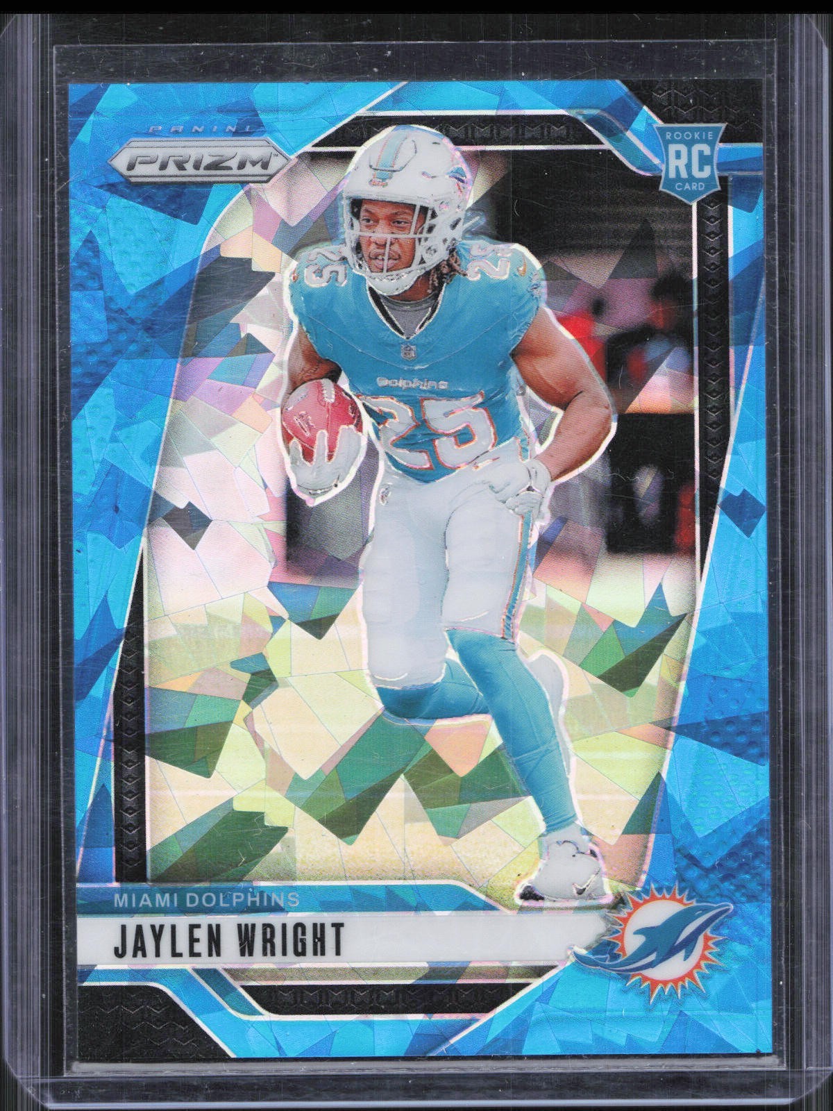 2024 Panini Prizm Jaylen Wright #348 Rookie Blue Ice Prizm /99 Dolphins