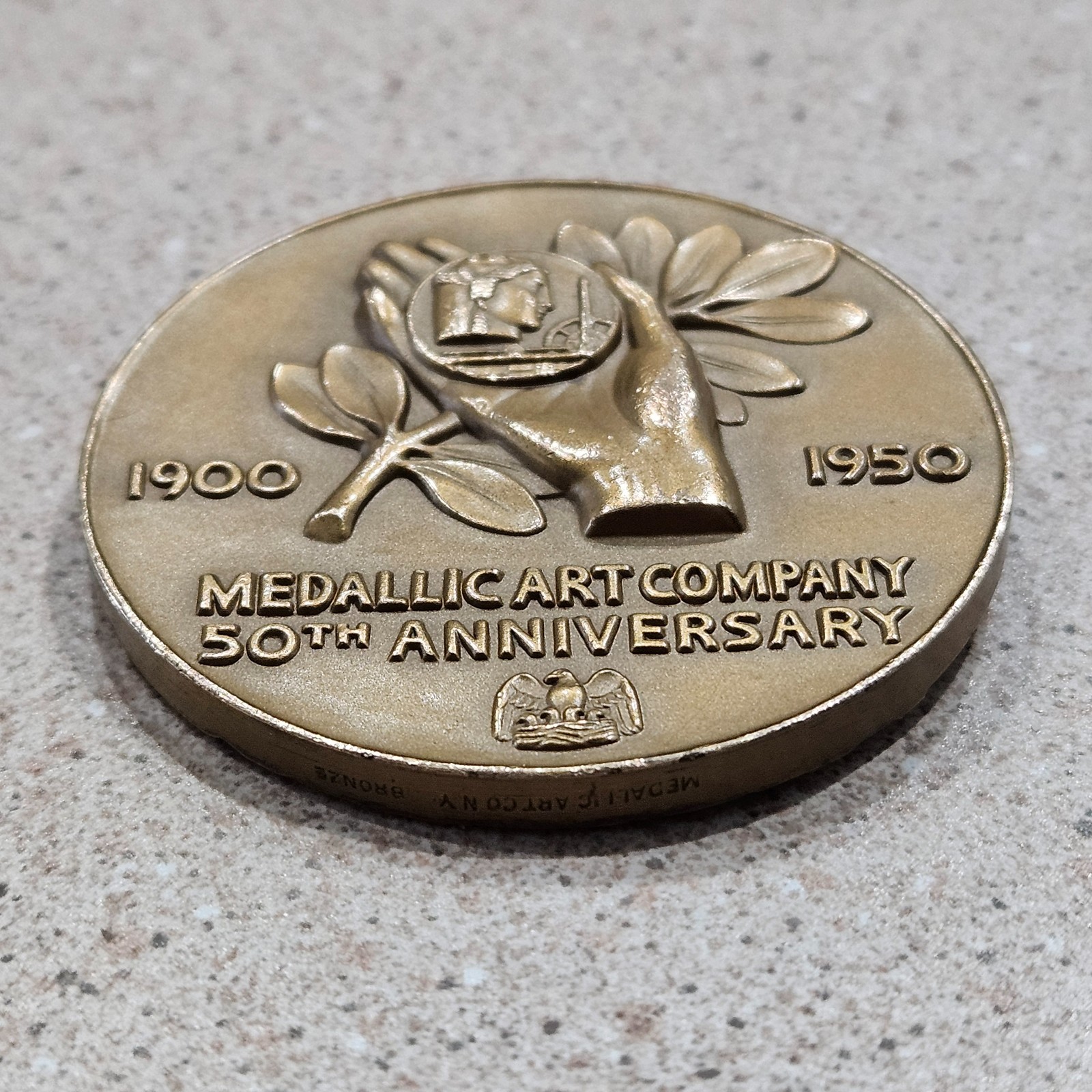 Vintage 1900-1950 Medallic Art Company 50th Anniversary 2 Inch Bronze Medallion