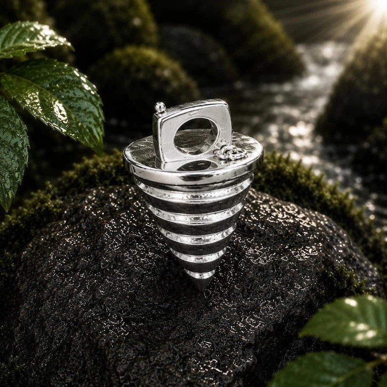 Sterling Silver Gurren Lagann Core Drill Necklace, Anime Lover