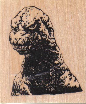 Angry Godzilla 2 x 2 1/4" Gummistempel, Godzilla Stempel - Bild 1 von 1