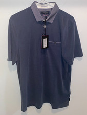 Ted Baker Mens Polo Collared Shirt Sz 5 Tall XLT Blue Golf Preppy Short Sleeve