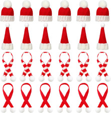 24 Pcs Mini Knit Santa Hats Scarf Set for Craft Small Christmas Tree Ornaments