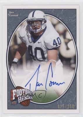 2008 Upper Deck Football Heroes Blue /250 Dan Connor #130 Rookie Auto RC s7f