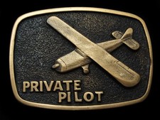 RA15159 NOS VINTAGE 1970s PRIVATE PILOT AVIATION SOLID BRASS BTS BUCKLE