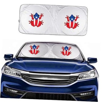 Car Windshield Sun Shade Compatible with Coqui Frog Boricua Puerto white-frog