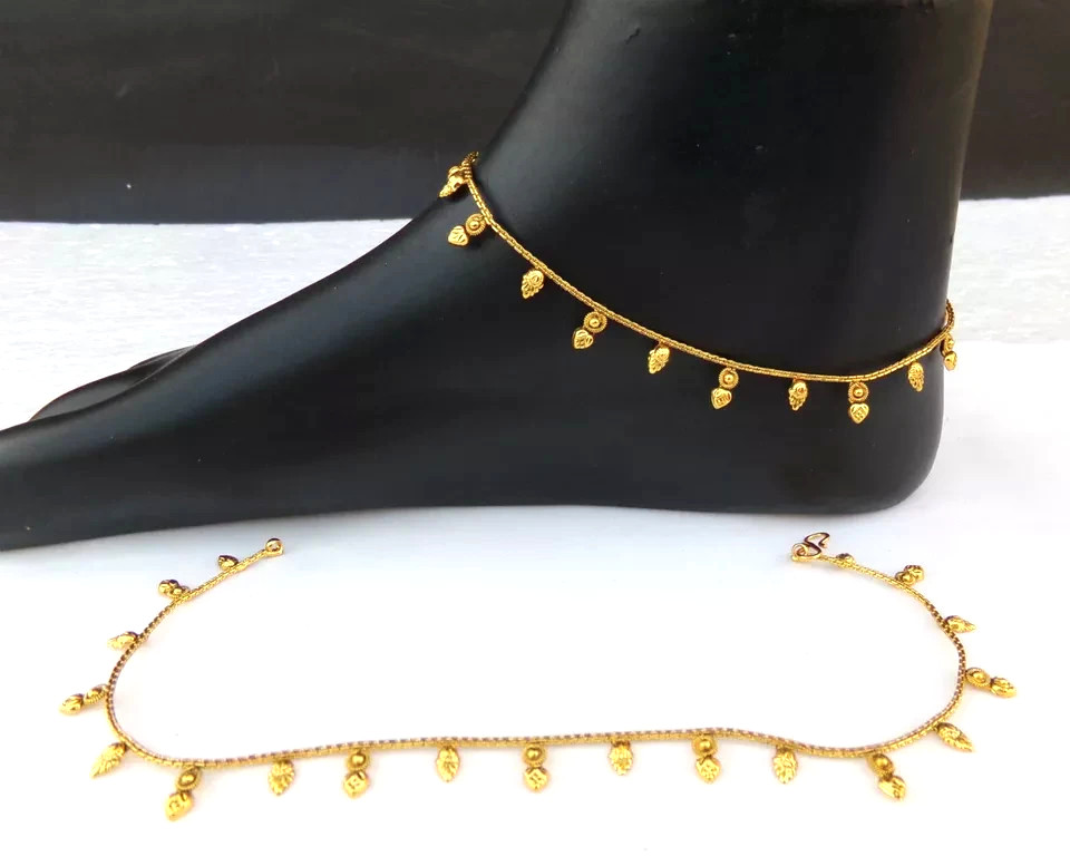 Indian Gold Plated Payal Foot Designer Chain Anklet Set Ethnic Fashion Jewelry
