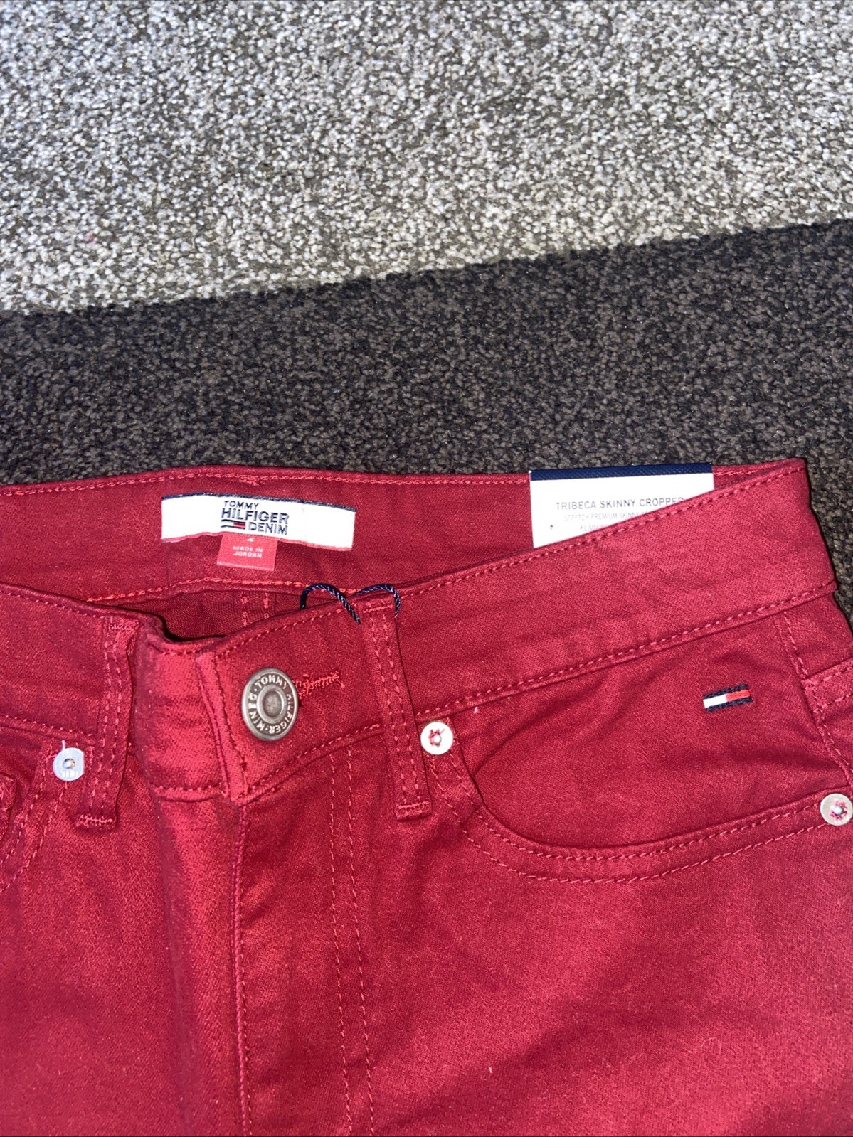 TOMMY HILFIGER Womens Tribeca Skinny Cropped Jeans Red Sz 4 NEW thumbnail 4