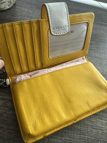 Coach Small Phone Wallet Wristlet - White & Yellow - Picture 7 of 8