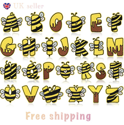 26 Stück Bienenelemente gestickte Aufnäher 26 Buchstaben Aufnäher/Bügelbild Patch Applikationen