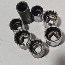 Vintage Snap-On Socket Lot 1/2" Drive 12-Point SAE Shallow & Deep Industrial