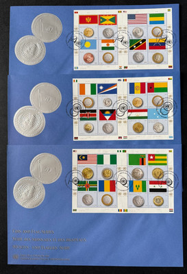 United Nations 2013 Coin And Flag Large FDC'S From All 3 Offices