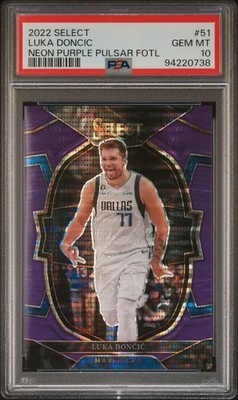 2022 Panini Select FOTL LUKA DONCIC Neon Purple Pulsar Prizm SP /5 PSA 10