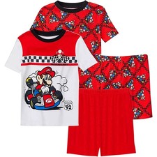 Super Mario Kart Boy's 4-Piece Short-Sleeved Cotton Pajama Set, Size 12