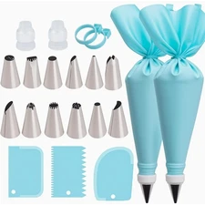 Reusable Piping Bags and Tips Set with 12 Icing Tips 2 Couplers 2 Silicone Rings