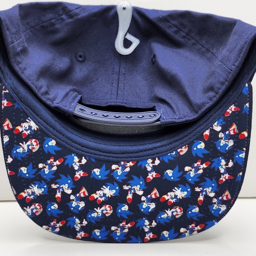Sonic The Hedge Hog Sega Kids Baseball Style Snap Back Hat Navy Blue Visor Print - Picture 4 of 15