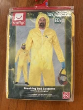 Smiffys Mens Breaking Bad Costume, Hazmat Suit, Latex Mask, Gloves  Goatee, Sz X