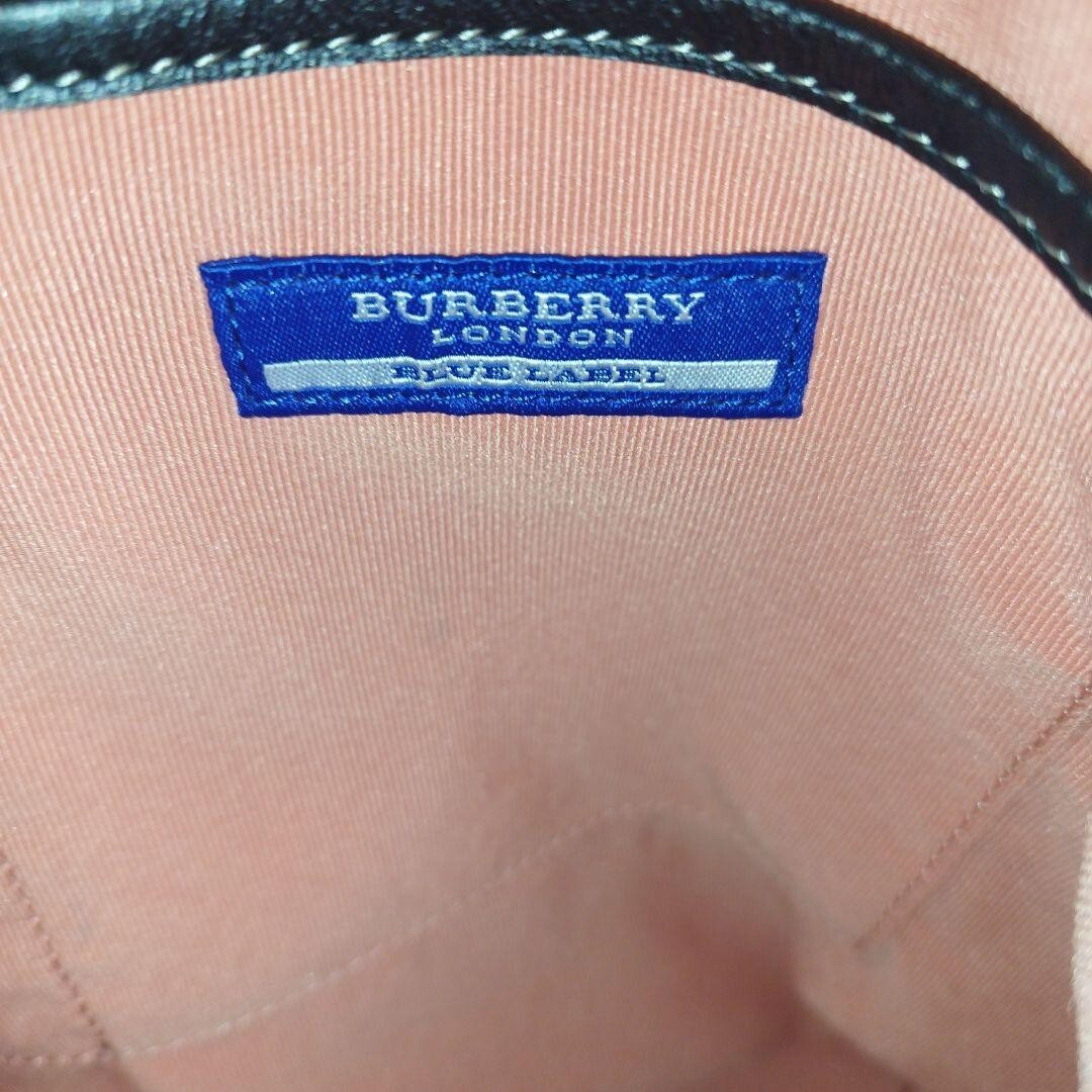 BURBERRY BLUE LABEL Tote Bag chain horse logo Canvas leather
