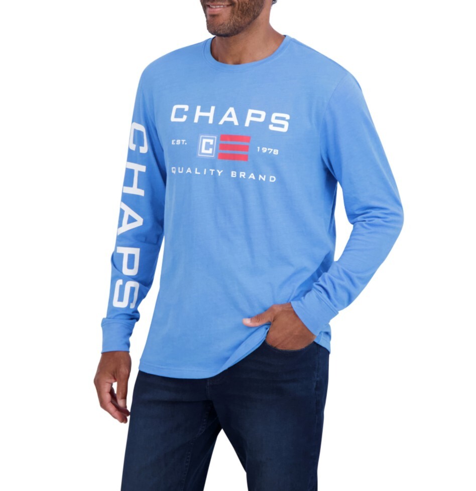 NWT Chaps 4XB Ralph Lauren Graphic Logo Blue Long Sleeve Shirt Big