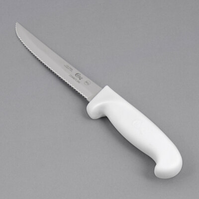  Choice 6'' Serrated Edge Utility Knife with White Handle