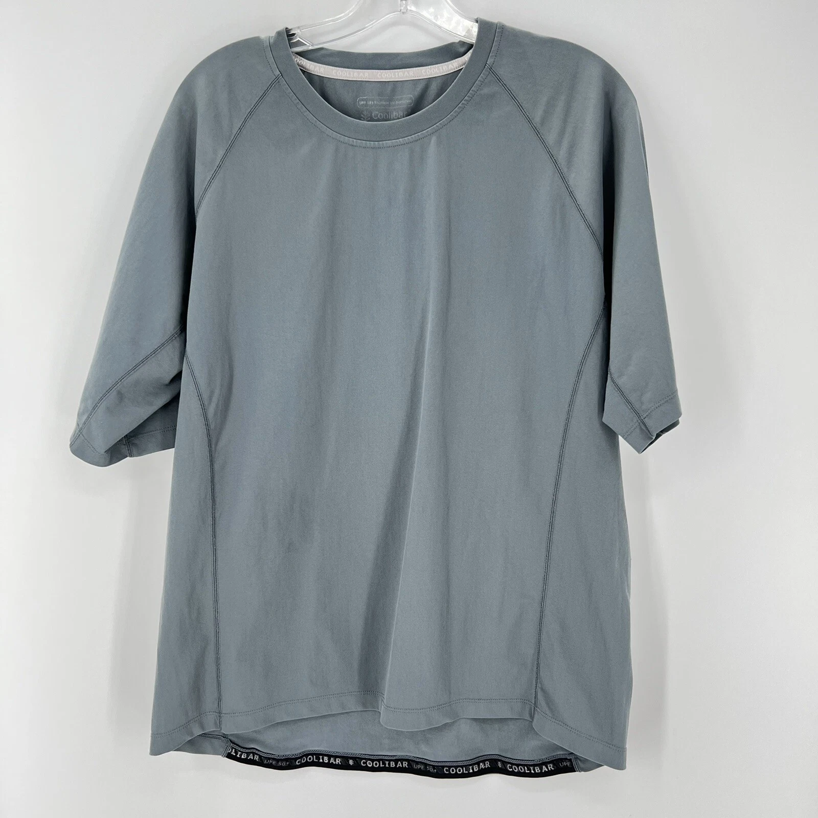 Coolibar UPF 50+ Mens Stretch UV Protection Short Sleeve T-Shirt Sz L Gray