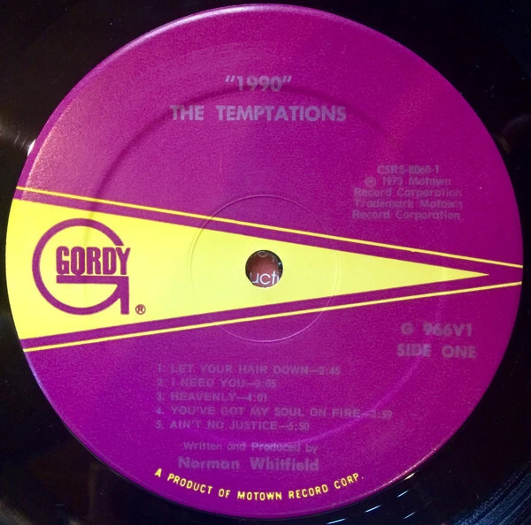 Vinyle 33tours The Temptations "1990" US 1973 1er press - Label Gordy G 966V1 - Photo 3/4
