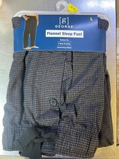 George Sleep pants LARGE 36-38 Charcoal Sky flannel lounge gather Pajama bottoms