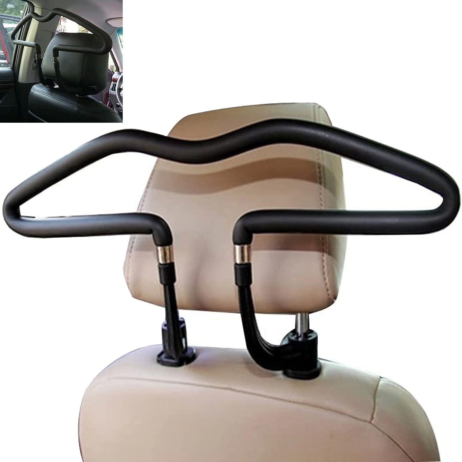Stainless Steel Car Seat Headrest Jacket Coat Suit Clothes Hanger Black W6S8