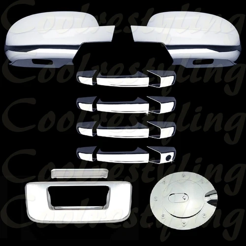 FIT 07~11 12 13 Silverado Sierra Chrome Mirror+4 Handle+Tailgate +GAS CAP Cover
