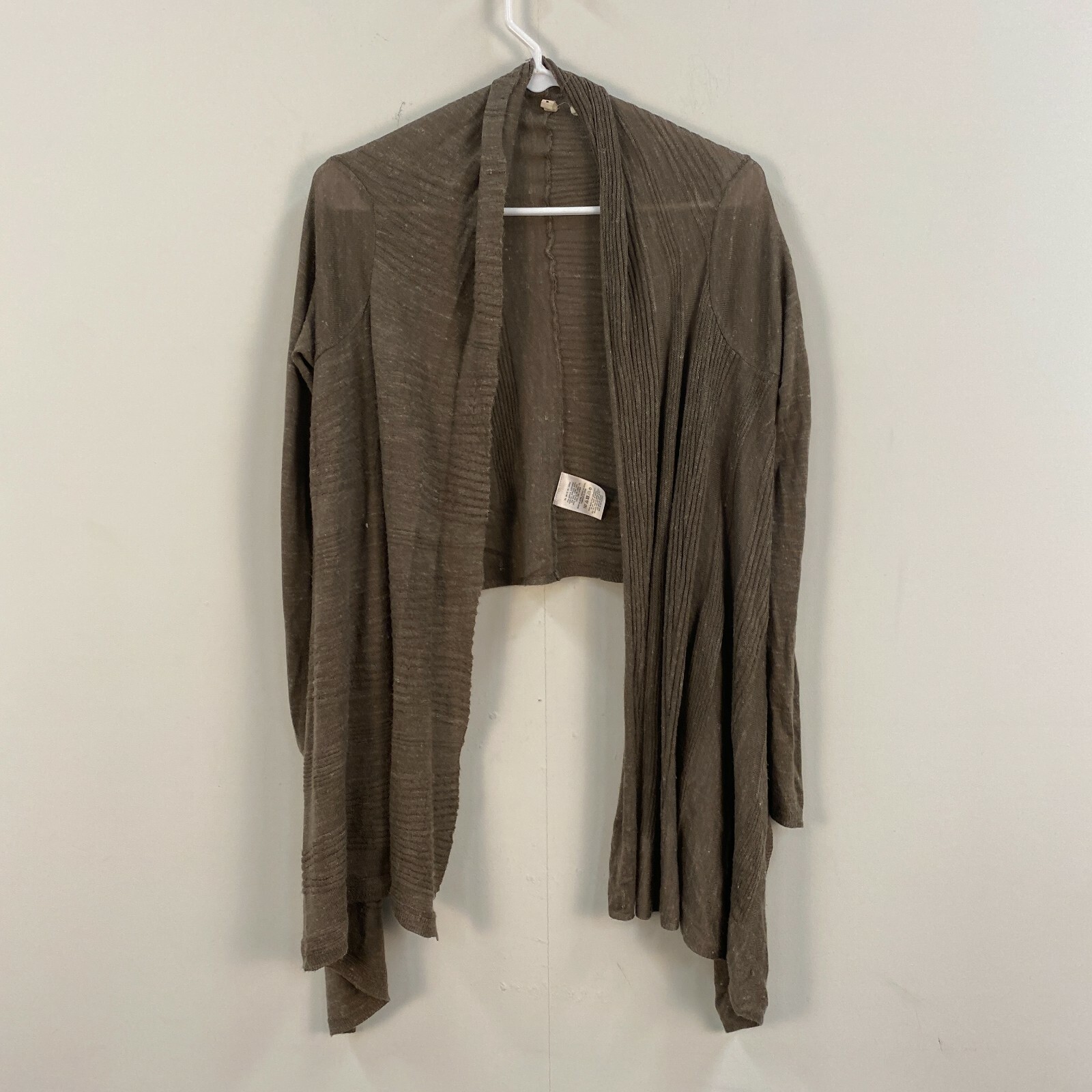 Cardigan Sweater Top Wool Brown Drape 