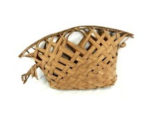 Vtg Woven Palm Leaf Handbag Open Diagonal Weave Natural Color 12"x 8 1/2" T712