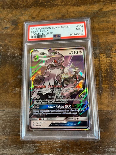 POKEMON 2019 Sun Moon Cosmic Eclipse SILVALLY GX #184 PSA 9 Mint RARE 2