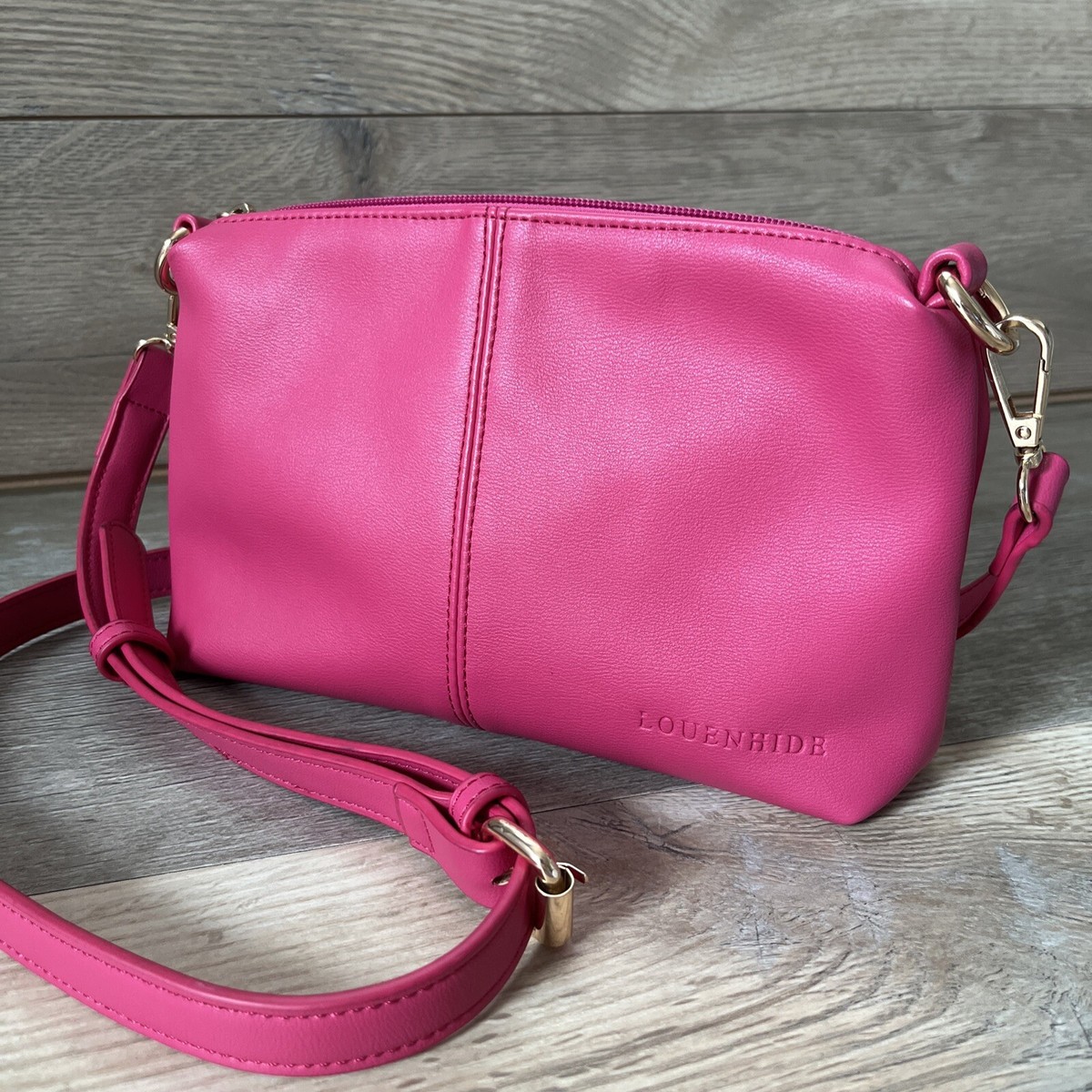 Pink Leather Bag Hot Pink Cross Body Bag Women Boxy Bag-Hot Pink