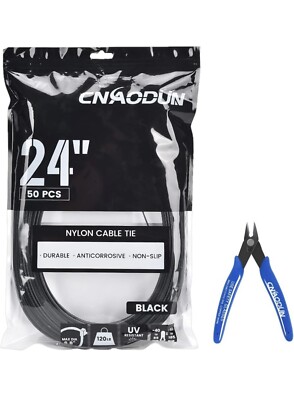 50pcs Cable Zip Ties Heavy Duty 24 inch (with Wire Cable Cutter